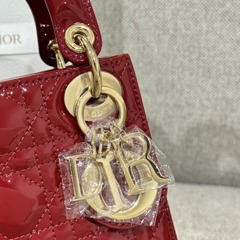 Mini Lady Dior Bag Cherry Red Patent Cannage Calfskin - Image 5