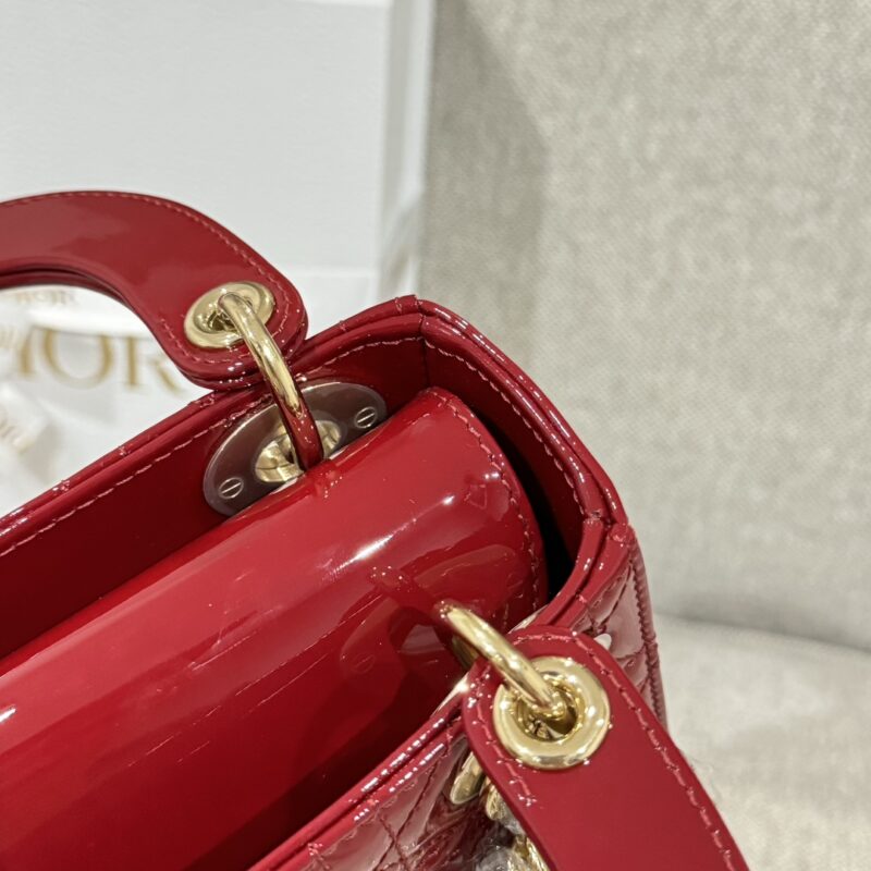 Mini Lady Dior Bag Cherry Red Patent Cannage Calfskin - Image 8