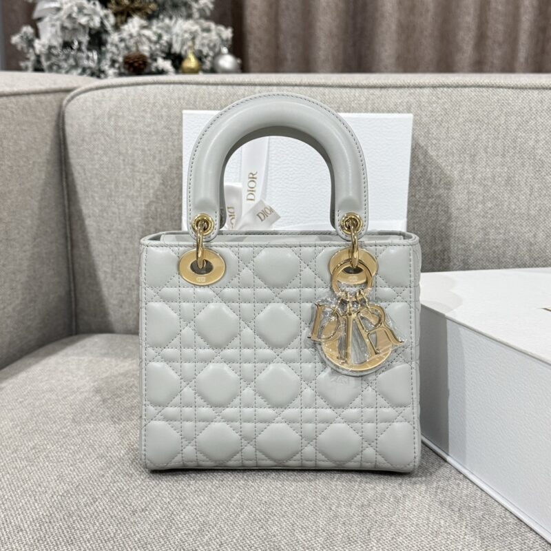 Small Lady Dior My ABCDior Bag Cloud Gray Cannage Lambskin - Image 6