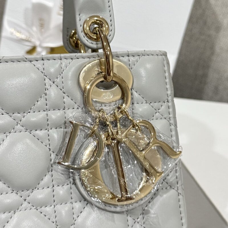 Small Lady Dior My ABCDior Bag Cloud Gray Cannage Lambskin - Image 9