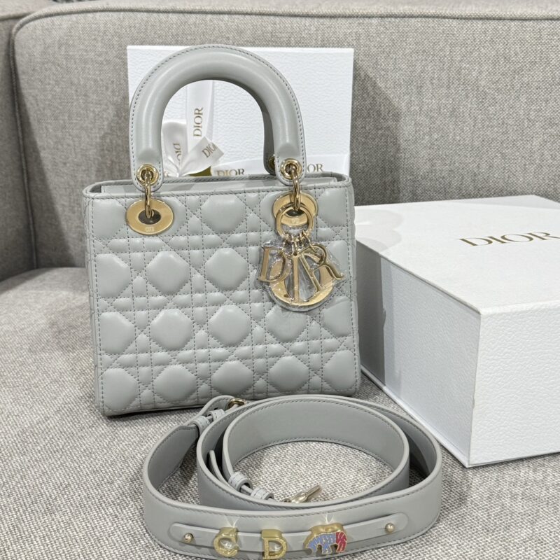 Replica Small Lady Dior My ABCDior Bag in Cloud Gray Cannage Lambskin – Luxury Dior Handbag with Customization Option