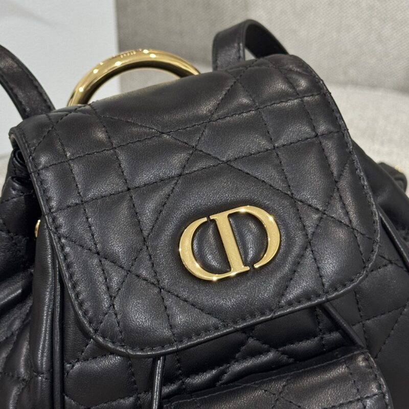 Small Dior Caro Backpack Black Macrocannage Lambskin - Image 2