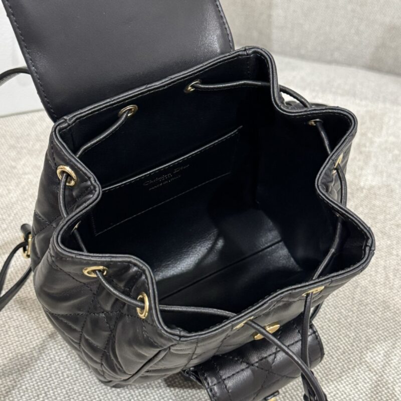 Small Dior Caro Backpack Black Macrocannage Lambskin - Image 4