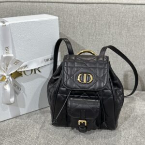 Replica Small Dior Caro Backpack in Black Macrocannage Lambskin – Luxury Dior Backpack