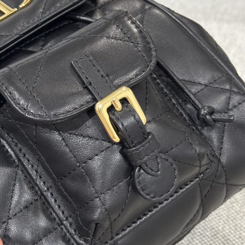 Small Dior Caro Backpack Black Macrocannage Lambskin - Image 6