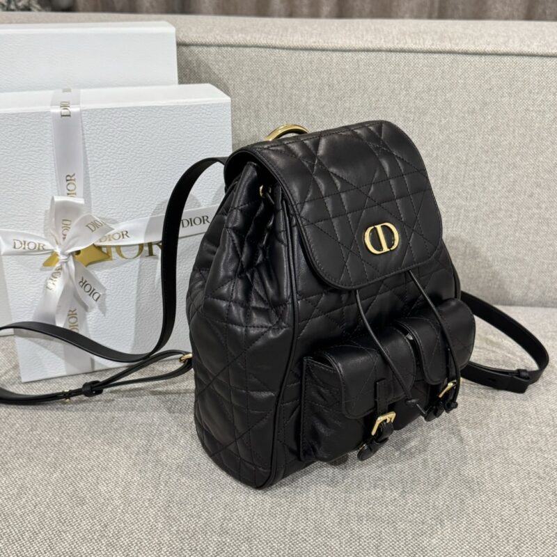 Medium Dior Caro Backpack Black Macrocannage Lambskin - Image 3