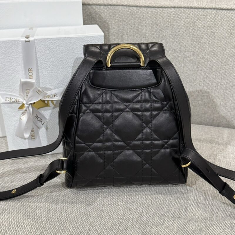 Medium Dior Caro Backpack Black Macrocannage Lambskin - Image 4