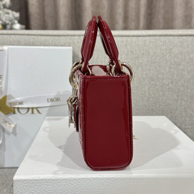 Dior Small Lady D-Joy Bag Cherry Red Patent Cannage Calfskin - Image 3