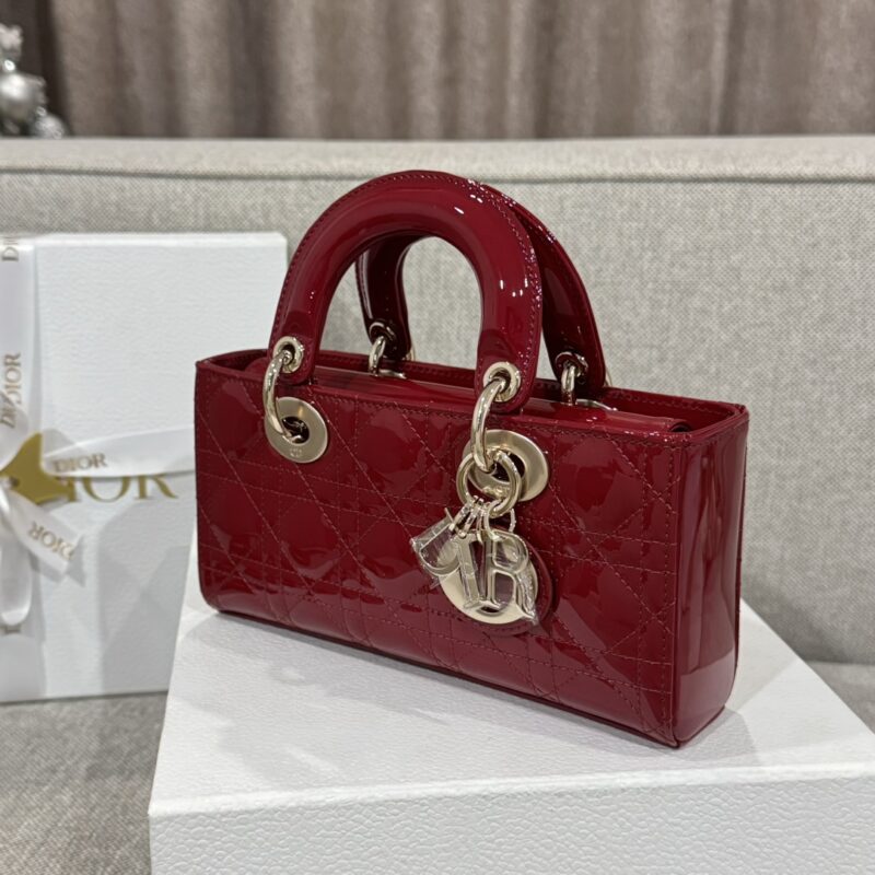 Dior Small Lady D-Joy Bag Cherry Red Patent Cannage Calfskin - Image 4