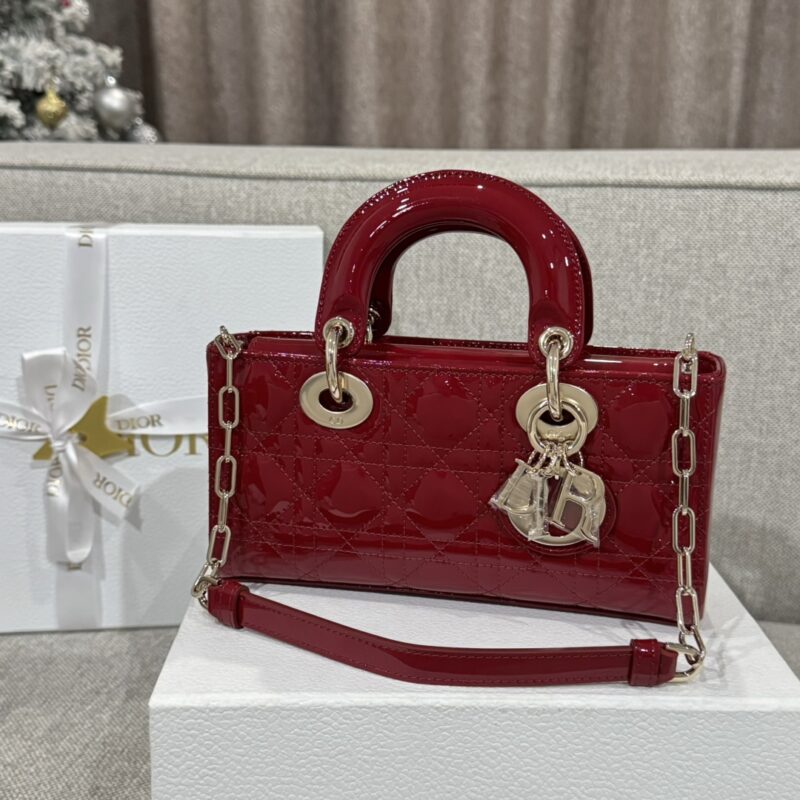 Dior Small Lady D-Joy Bag Cherry Red Patent Cannage Calfskin - Image 2