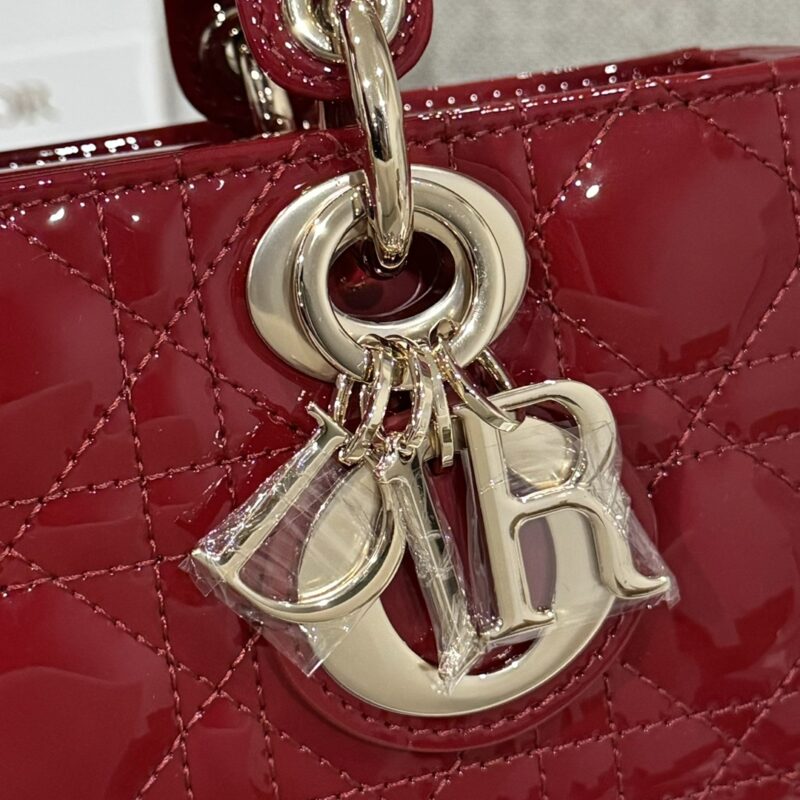 Dior Small Lady D-Joy Bag Cherry Red Patent Cannage Calfskin - Image 6