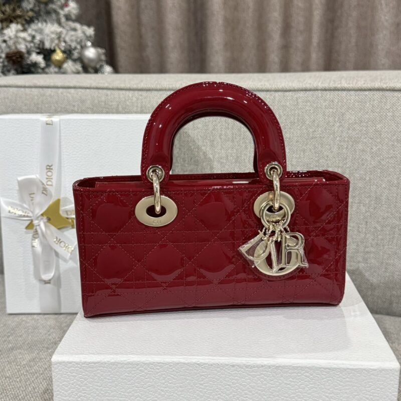 Dior Small Lady D-Joy Bag Cherry Red Patent Cannage Calfskin - Image 8