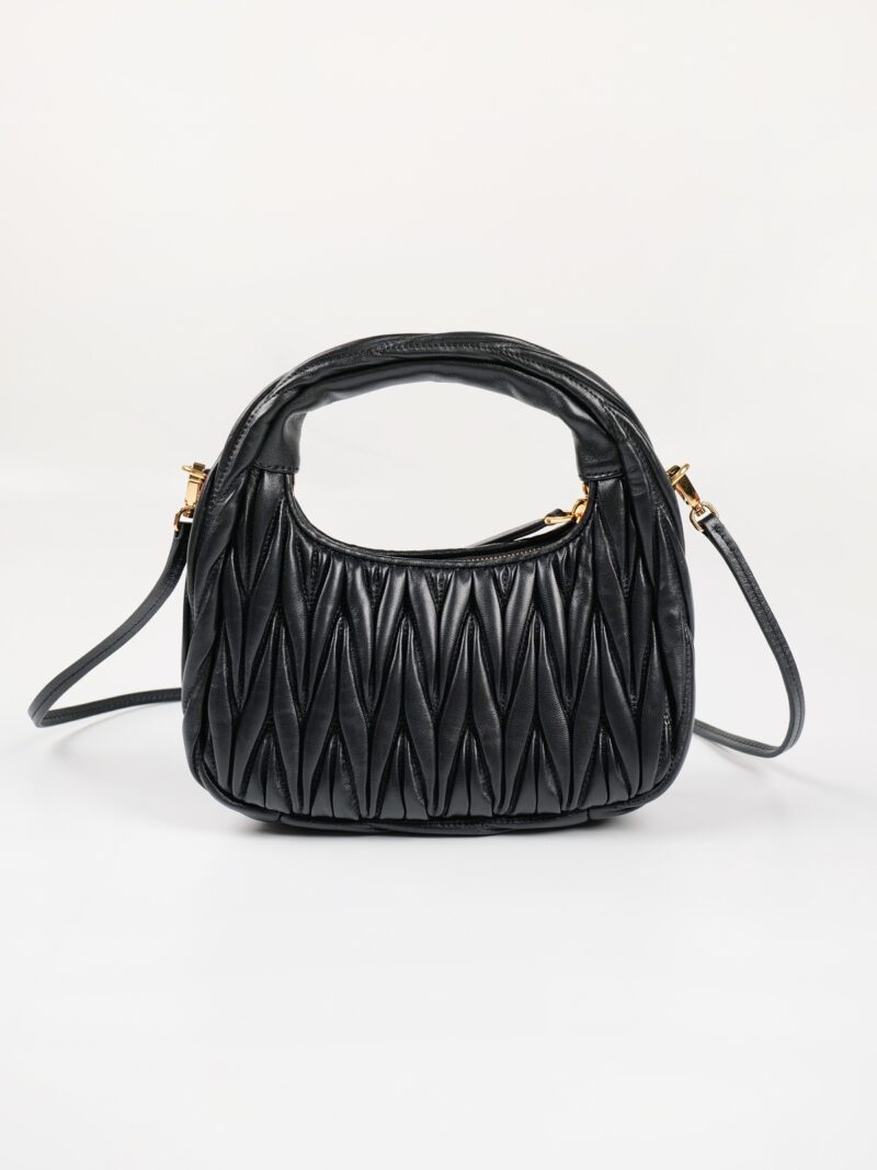 Miumiu Wander matelassé nappa leather hobo bag Black - Image 5