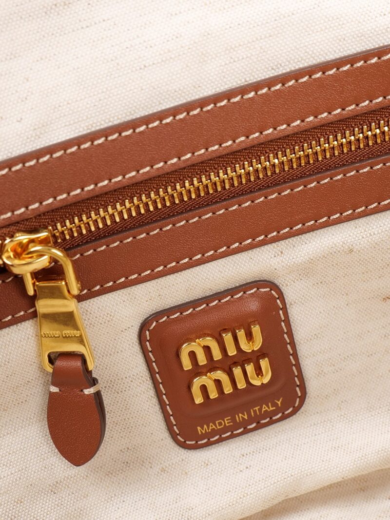 Miu Miu leather-trim canvas tote bag - Image 2