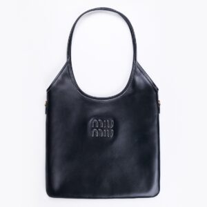 Replica Miu Miu IVY Leather Bag - Black, Elegant black leather handbag, Premium replica Miu Miu bag