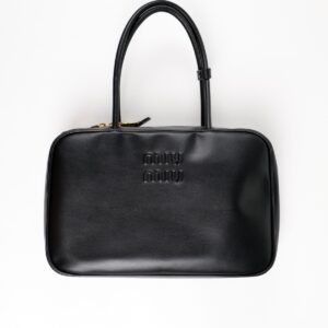 Replica Miu Miu Leather Beau Bag in Black – Chic Leather Design with Gold Hardware and Iconic Miu Miu Branding