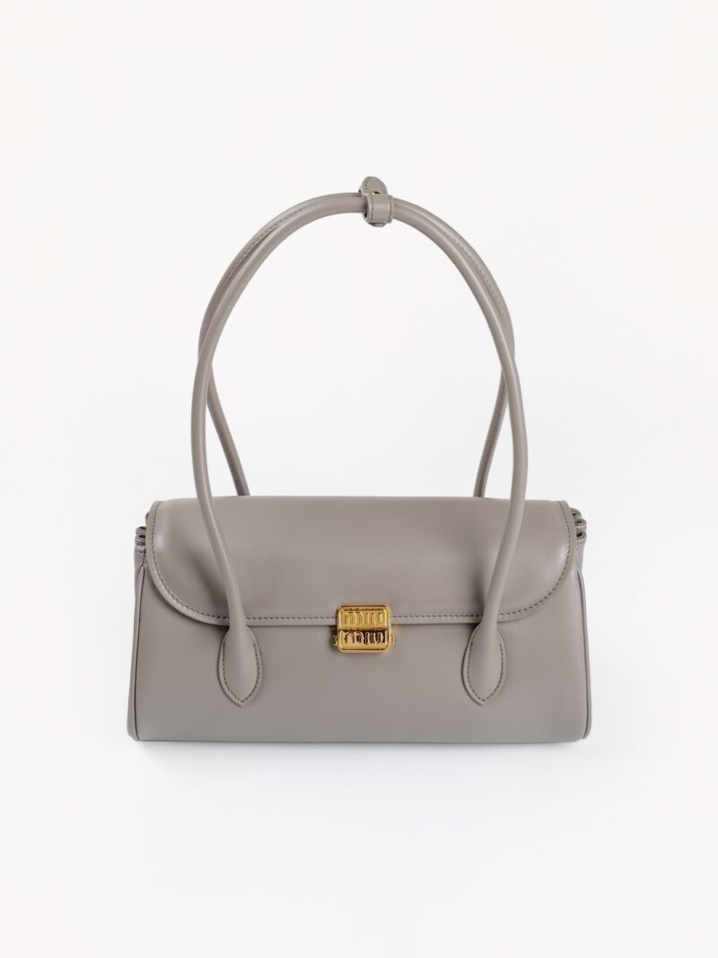 Replica Miu Miu Leather Shoulder Bag in Clay Grey – Elegant Design with Premium Leather and Signature Miu Miu Detail