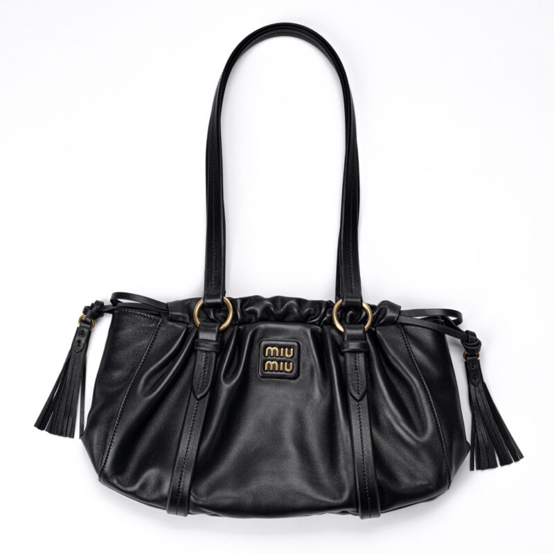 Replica Miu Miu Joie Nappa Leather Bag in Black – Soft Nappa Leather with Gold Hardware and Iconic Miu Miu Branding