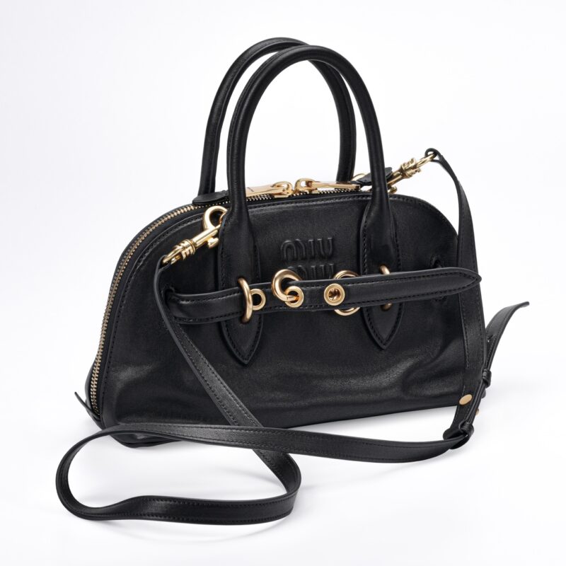 Miumiu Aventure nappa leather top-handle bag Black - Image 4