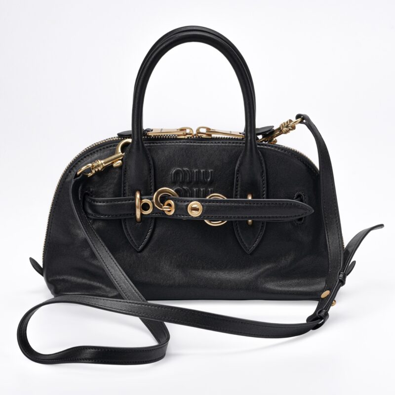 Miumiu Aventure nappa leather top-handle bag Black - Image 5