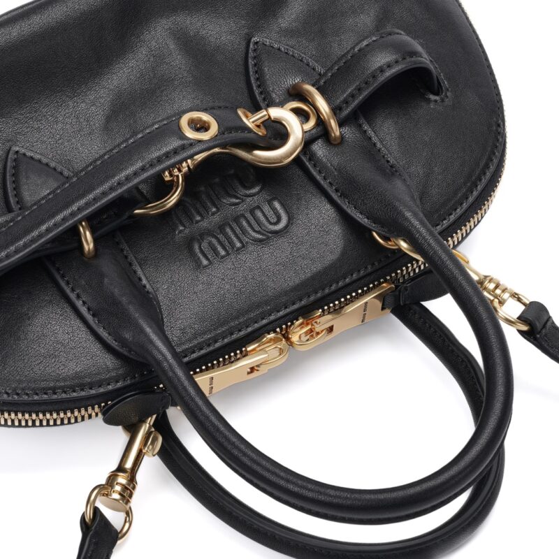 Miumiu Aventure nappa leather top-handle bag Black - Image 6