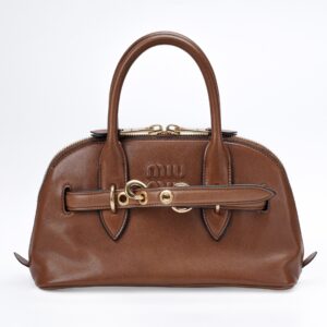 Replica Miu Miu Aventure Nappa Leather Top-Handle Bag Briarwood | Luxury Replica Miu Miu Bags