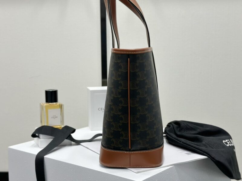 Celine SMALL CABAS in Triomphe Canvas and calfskin - Image 4