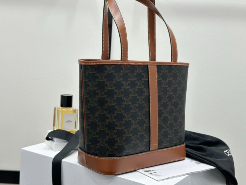 Celine SMALL CABAS in Triomphe Canvas and calfskin - Image 2