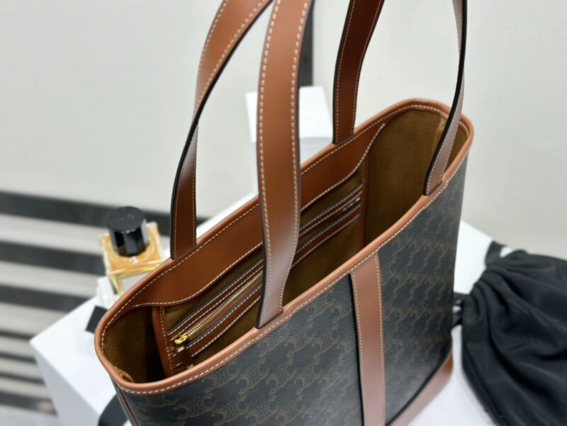 Celine SMALL CABAS in Triomphe Canvas and calfskin - Image 6