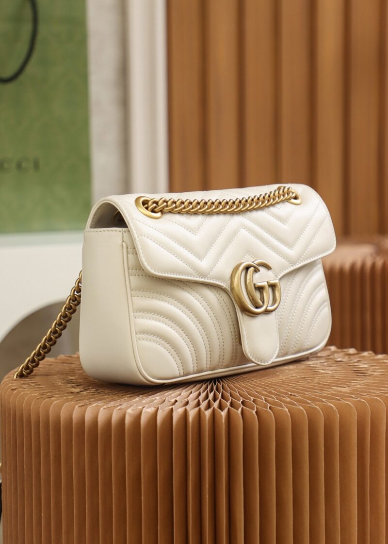 GG Marmont small shoulder bag White Leather - Image 4