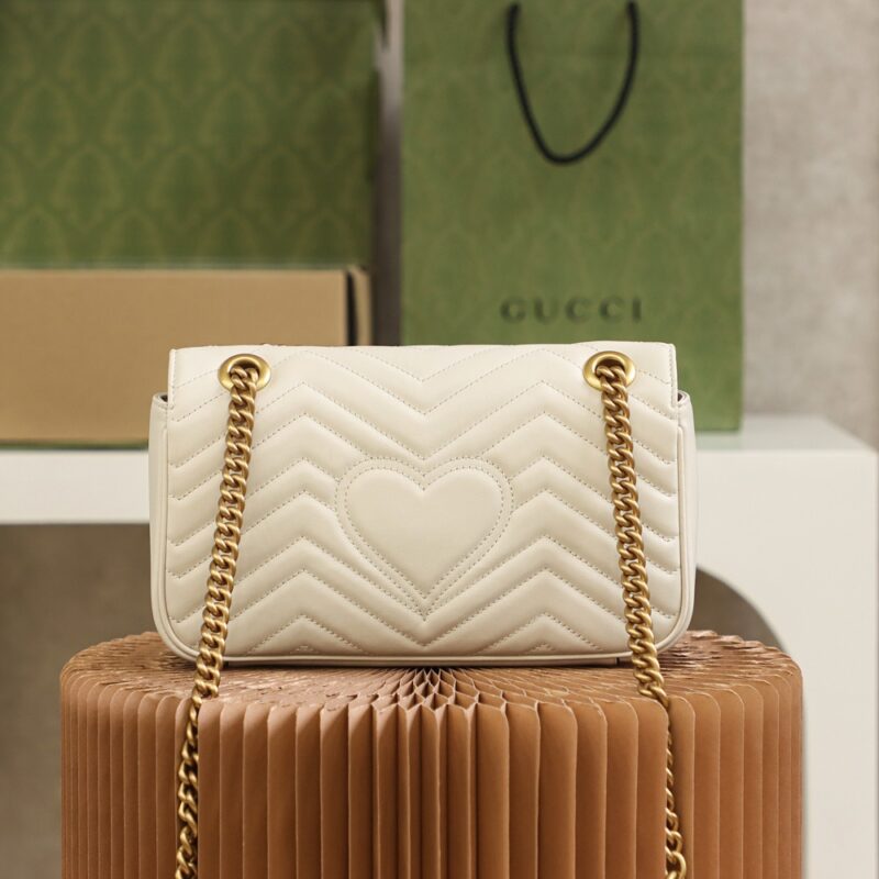 GG Marmont small shoulder bag White Leather - Image 6