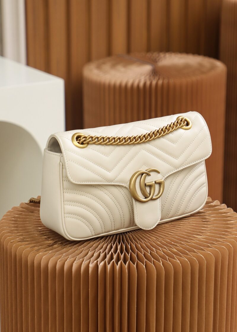 GG Marmont small shoulder bag White Leather - Image 8