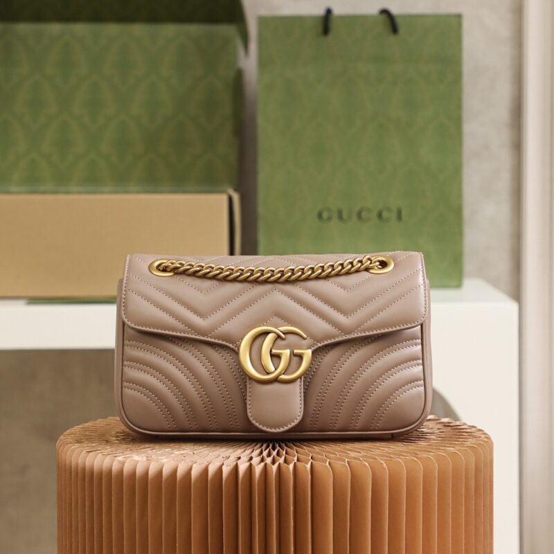 Replica Gucci GG Marmont Small Shoulder Bag in Grey Leather