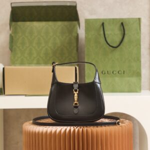 Replica Gucci Jackie 1961 Mini Shoulder Bag Black – Sleek Leather Bag with Gold-Toned Piston Closure