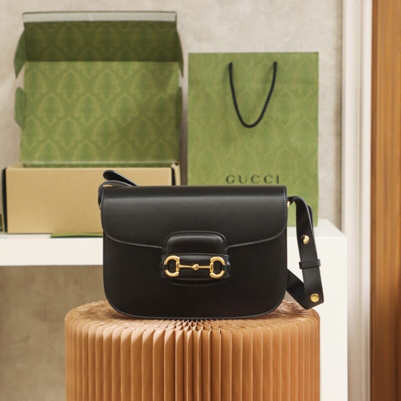 Replica Gucci Horsebit 1955 Small Shoulder Bag Black – GG Supreme Canvas with Horsebit Hardware Designer-Inspired Bag