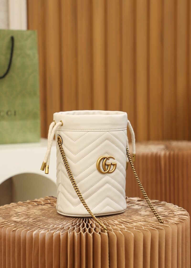 Gucci GG Marmont mini bucket bag White - Image 8