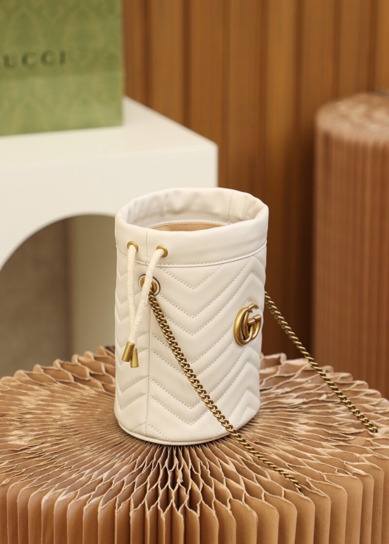 Gucci GG Marmont mini bucket bag White - Image 9