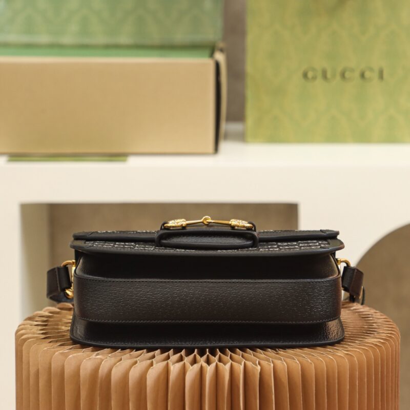 Gucci Black Denim Horsebit 1955 Shoulder Bag - Image 5