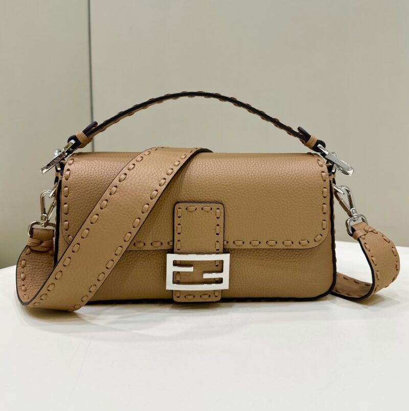 Replica Fendi Baguette Cappuccino-Coloured Selleria Bag with 612 Hand-Sewn Stitches