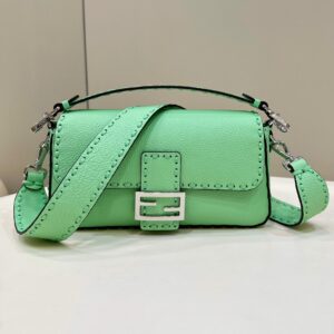 Replica Fendi Baguette Green Selleria Bag with 612 Hand-Sewn Stitches