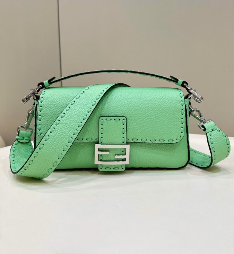 Replica Fendi Baguette Green Selleria Bag with 612 Hand-Sewn Stitches