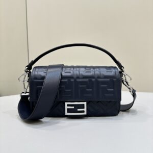 Replica Fendi Baguette Black Leather Bag