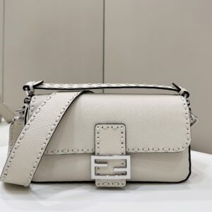 Replica Fendi Baguette White Selleria Bag with 612 Hand-Sewn Stitches