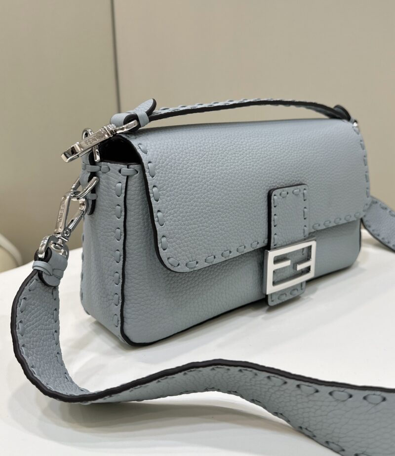 Fendi Baguette Light Blue Selleria bag with 612 hand-sewn stitches - Image 3