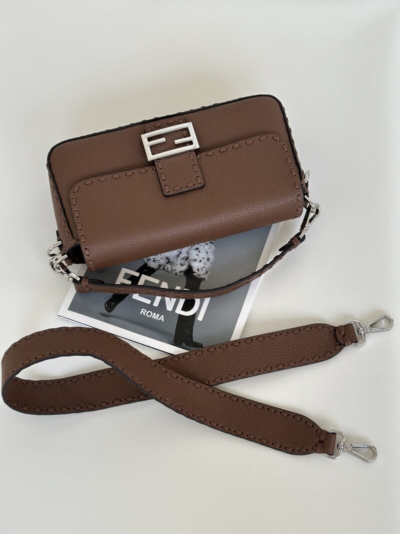 Fendi Baguette Brown Selleria bag with 612 hand-sewn topstitches - Image 2