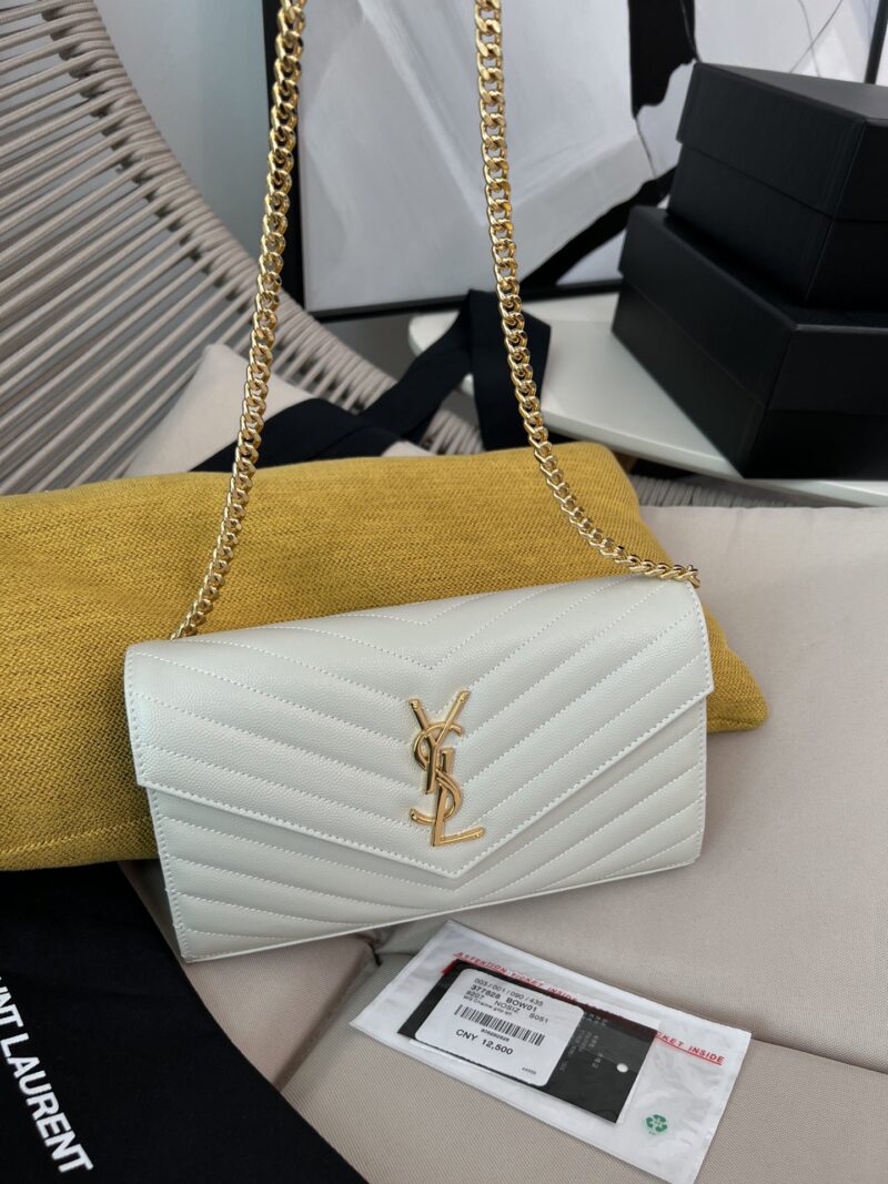 YSL CASSANDRE CHAIN WALLET IN LAMBSKIN White - Image 3