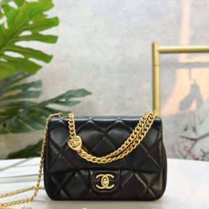 Replica Chanel CC Mini Rectangular 25C Black Bag Front View