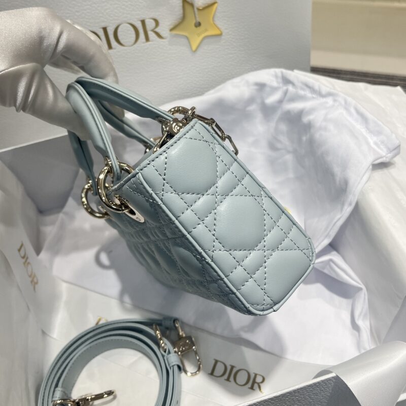 Dior Small Lady D-Joy Bag Blue Cannage Lambskin - Image 6