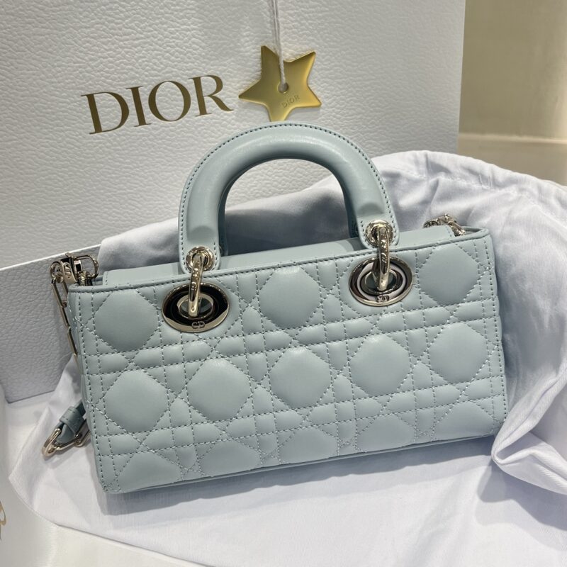 Dior Small Lady D-Joy Bag Blue Cannage Lambskin - Image 7