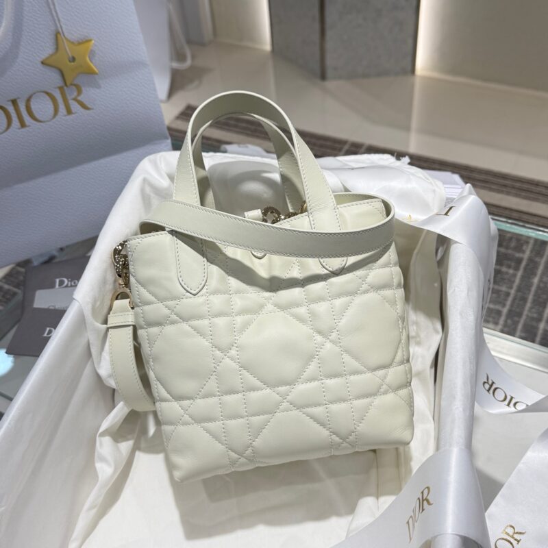 Small Dior Toujours Vertical Tote Bag Latte - Image 3